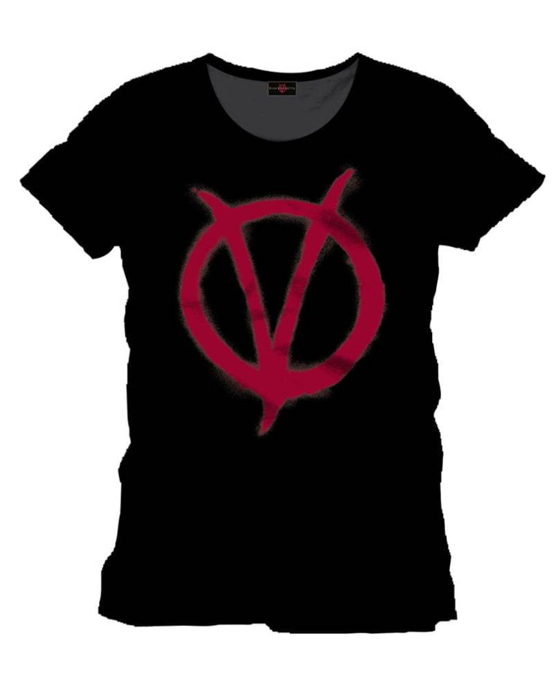 V wie Vendetta Logo T-Shirt   Lizenzierter Vendetta Fanartikel S von Karneval Universe