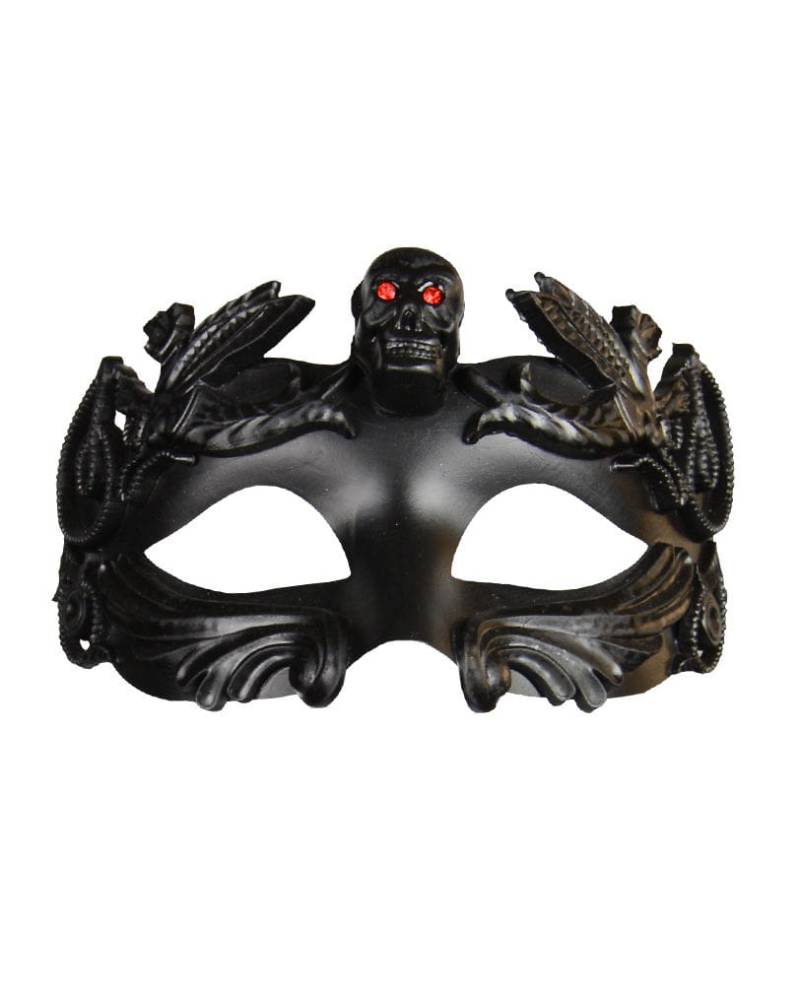 Venezianische Augenmaske mit Totenkopf & Strasssteinen schwarz von Karneval Universe