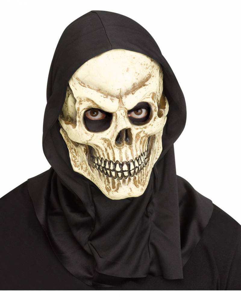 Verrotteter Totenkopf Maske mit Kapuze für ? von Karneval Universe