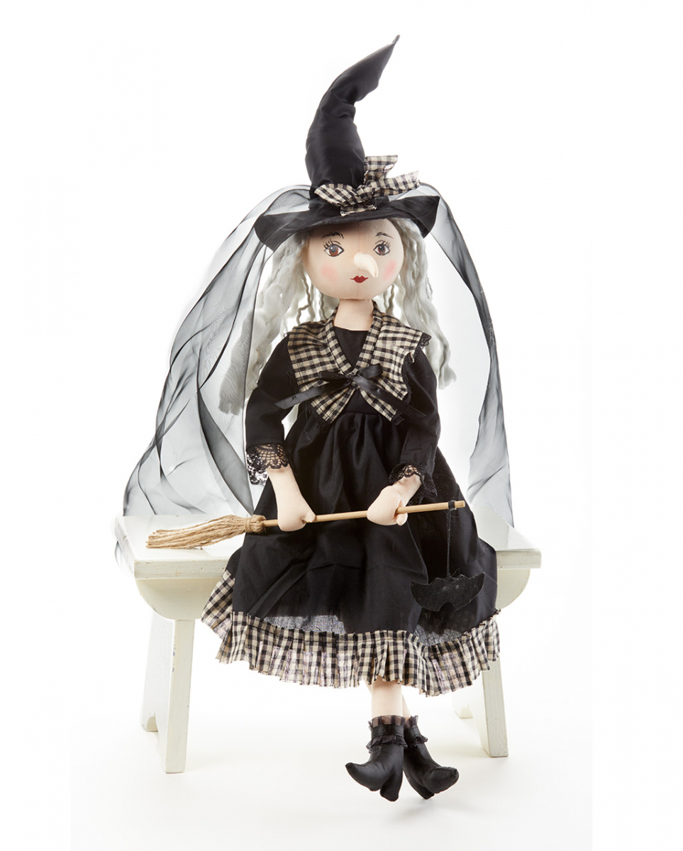 Vintage Hexenfigur mit Besen & Hut 60 cm ordern ★ von Karneval Universe