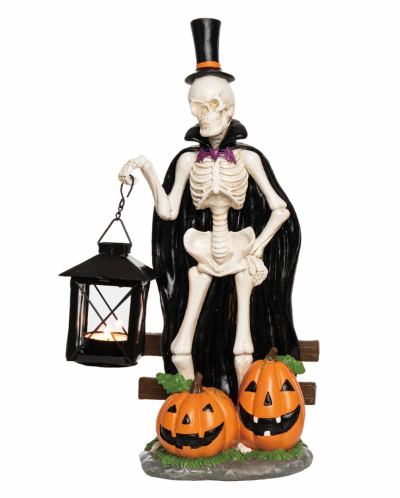 Wanderndes Skelett mit Laterne Teelichthalter 37cm ★ von Karneval Universe