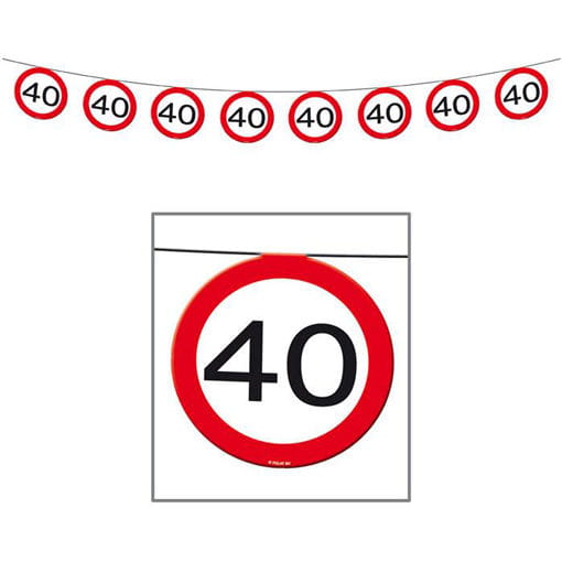 Warnschild 40 Wimpelkette Geburtstags Girlande von Karneval Universe