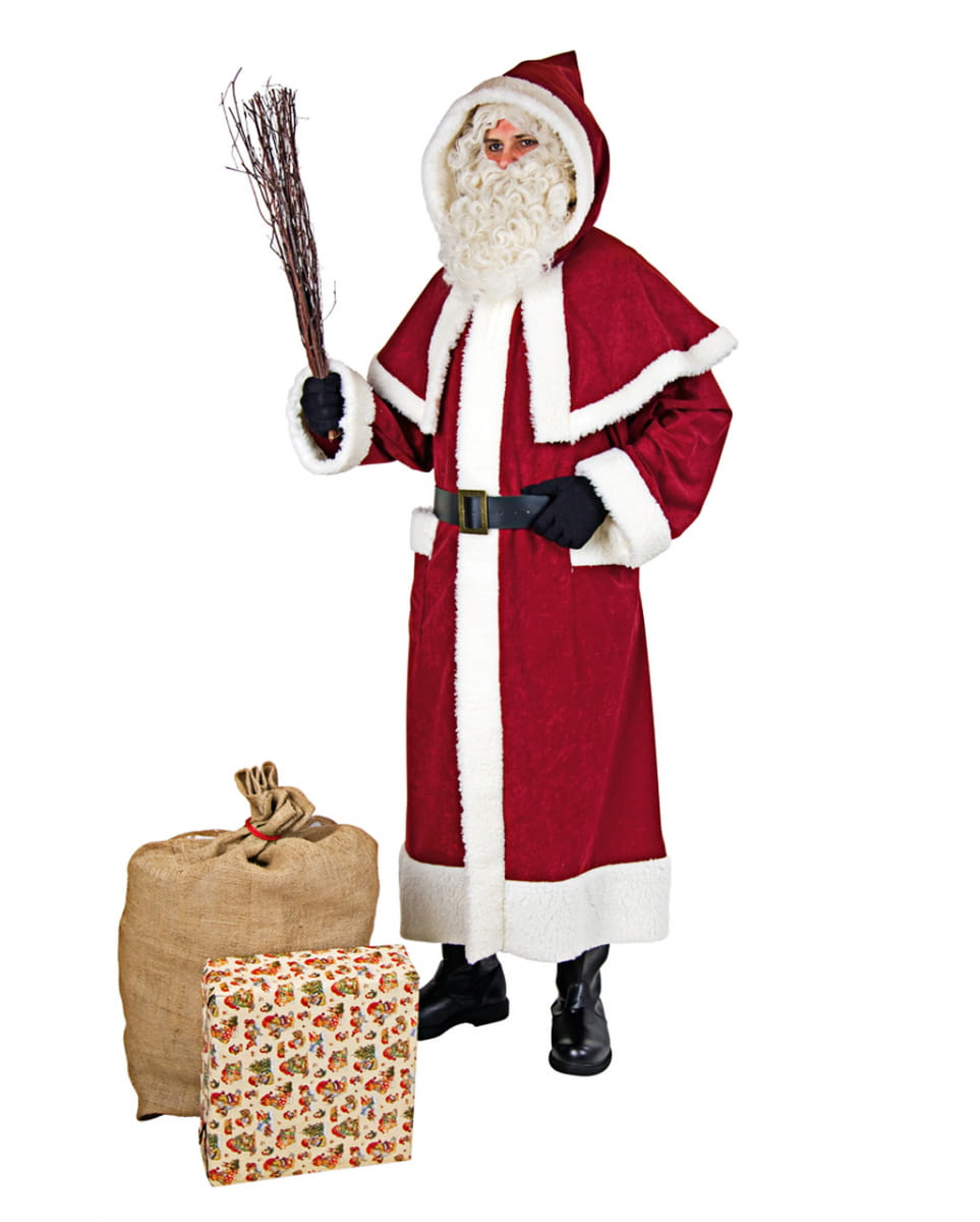 Weihnachtsmann Mantel mit Pellerine und Kapuze Nikolaus Kostüm Weihnachtsmann Mantel mit Pellerine und Kapuze Nikolaus Kostüm von Karneval Universe