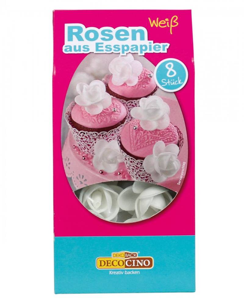 Weiße Esspapier Rosen 8 St. ✿ bestellen von Karneval Universe