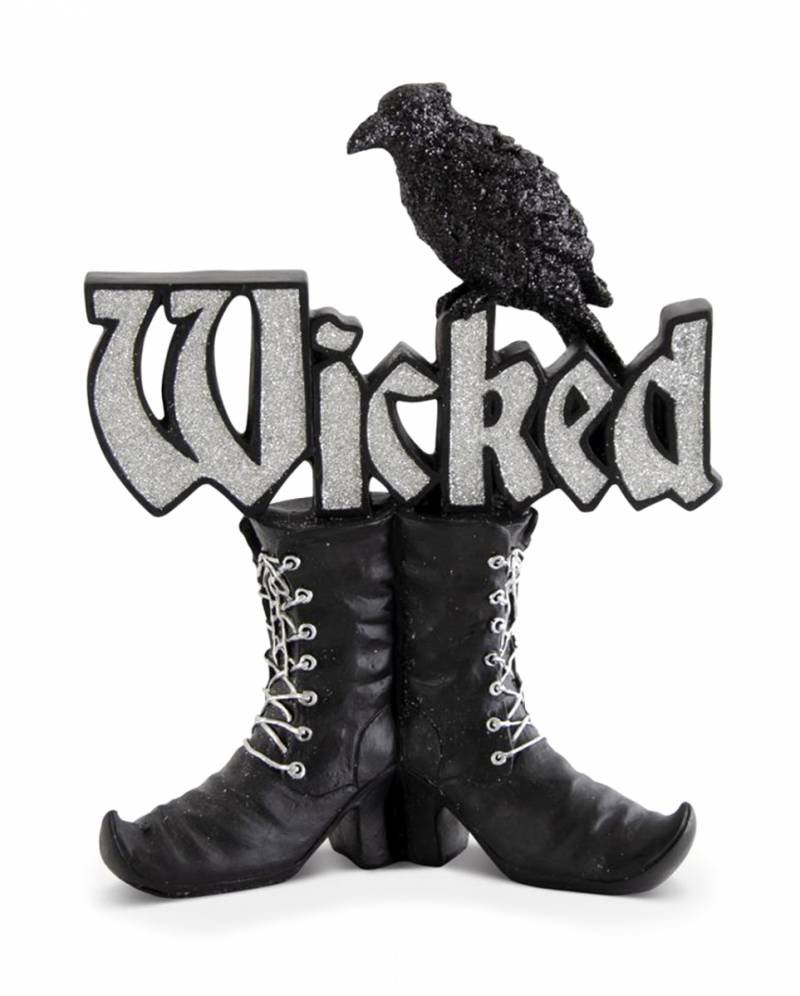 Wicked Hexenstiefel Glitter Deko mit Krähe 24cm für ? von Karneval Universe