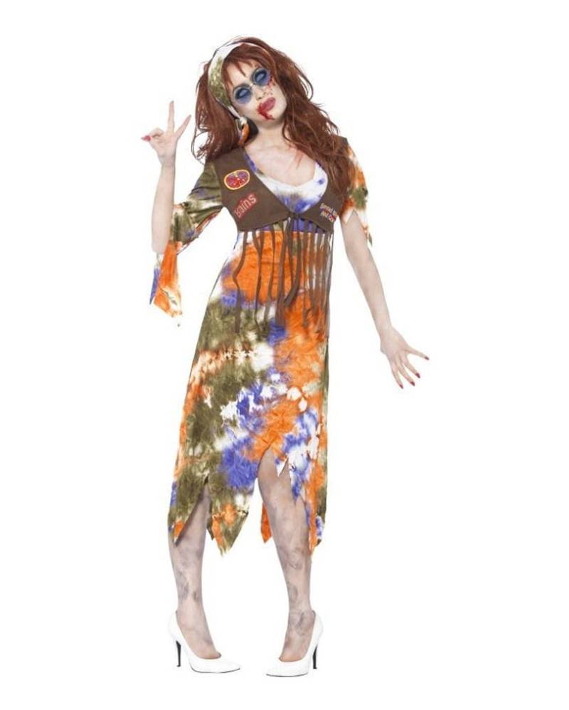 Woodstock Zombie Kostüm   Gruseliges Hippie Kleid für Damen M von Karneval Universe