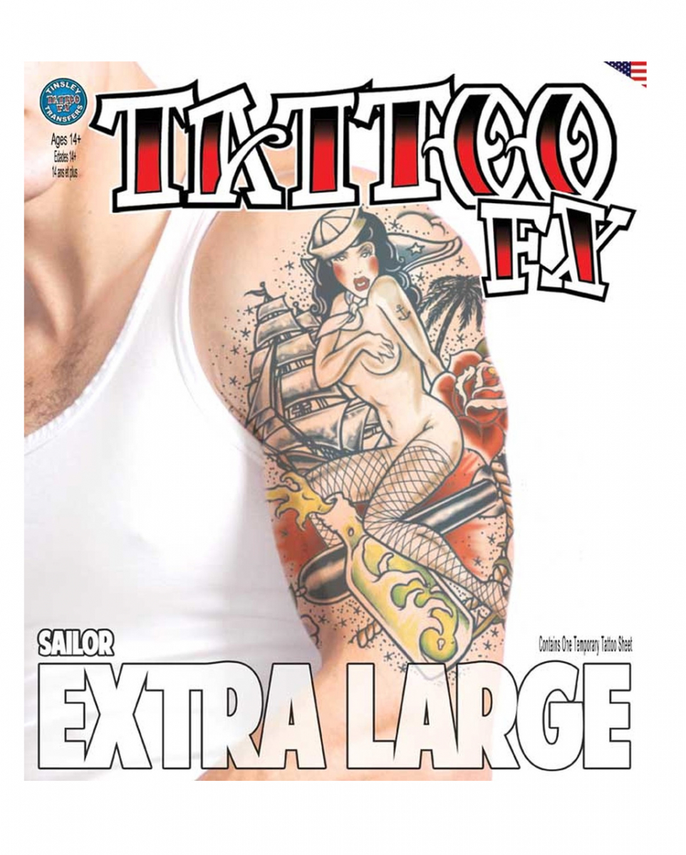 XXL Tattoo Vintage Sailor zum Aufkleben kaufen von Karneval Universe