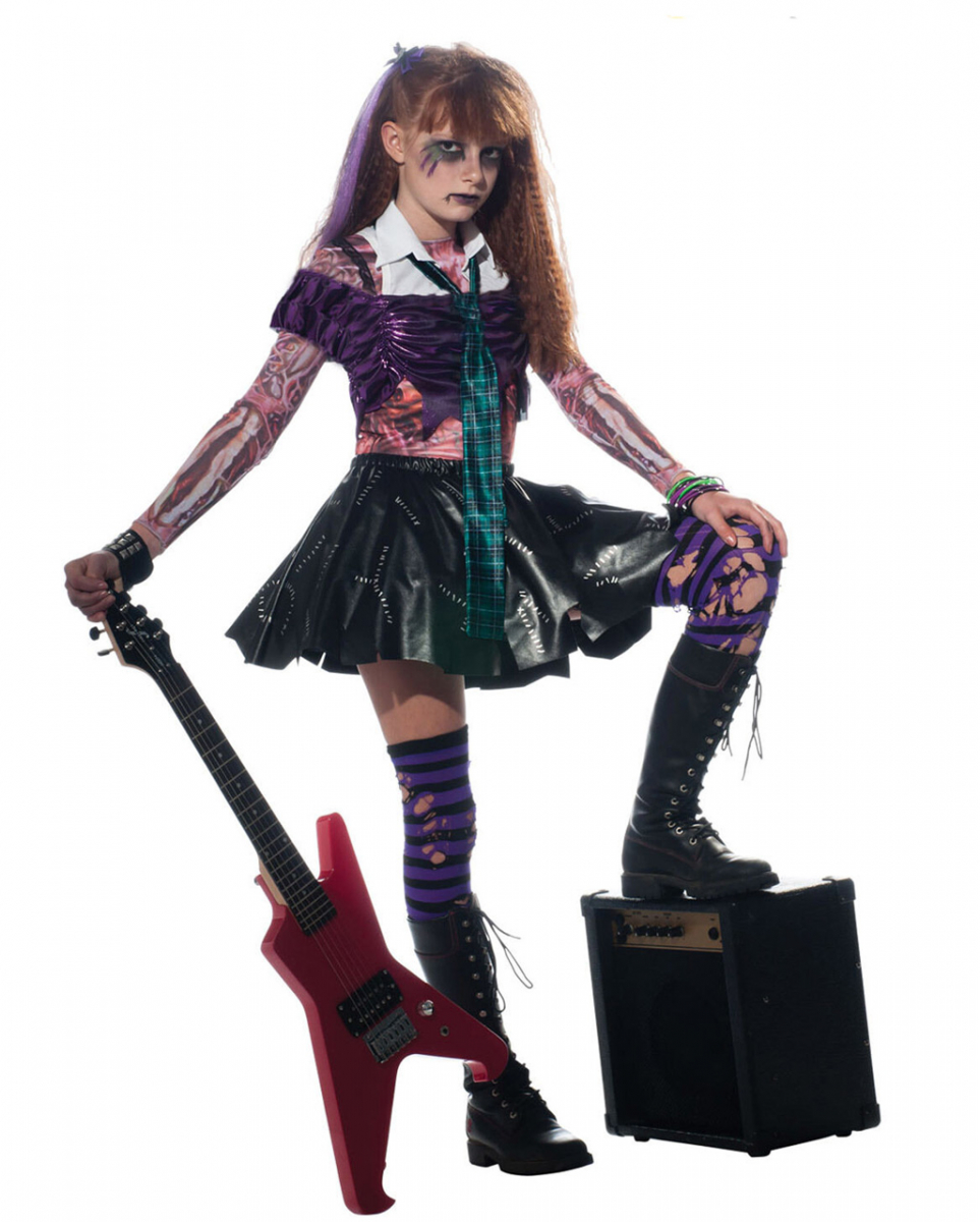 Zombie Punk Rocker Girl Kinderkostüm für Halloween S von Karneval Universe