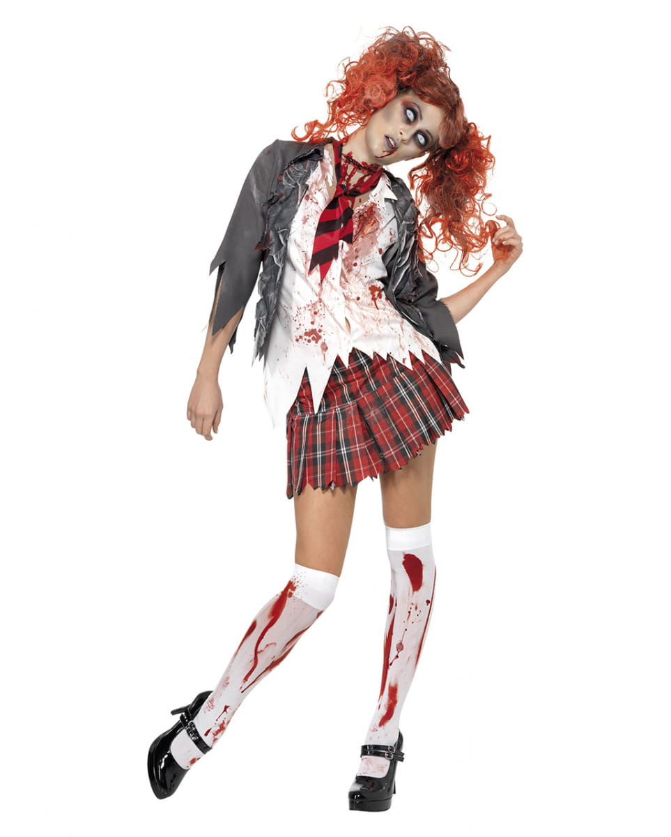 Zombie Schoolgirl Kostüm für Halloween & Fasching XS 32-34 von Karneval Universe