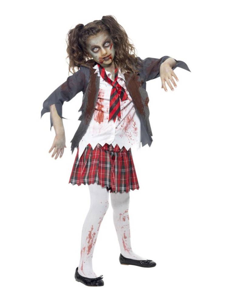 Zombie Schuluniform Mädchenkostüm   Blutiges Zombiemädchen Kostüm L von Karneval Universe