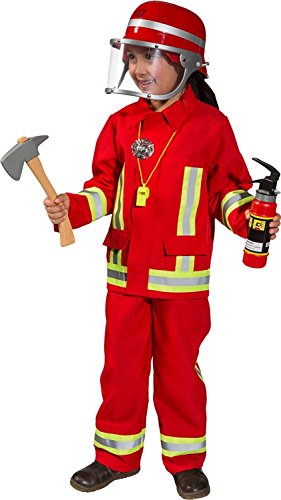 Kostüm Feuerwehr Junge Uniform Feuerwehrmann Anzug Fasching (116, Rot) von Karneval