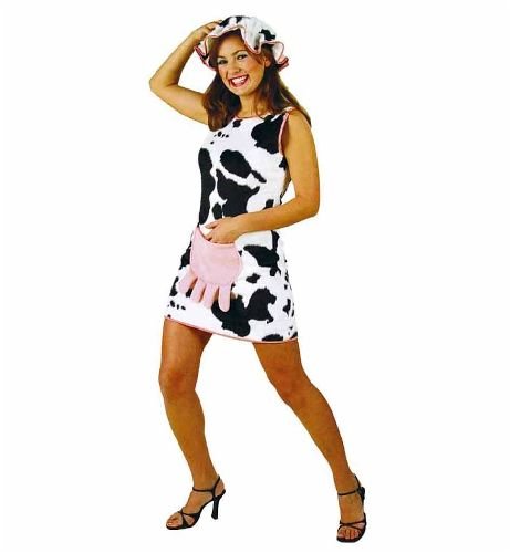 Karneval Damen Tierkostüm Kuh Elsa One Size Schwarz Polyester Fantasie Kostüm Tierkostüm Gr 40 von FRIES