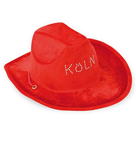 Cowboyhut Köln, Gr. 58 cm, Karneval, Mottoparty, Köln, Dekoration (rot) von KarnevalsTeufel.de