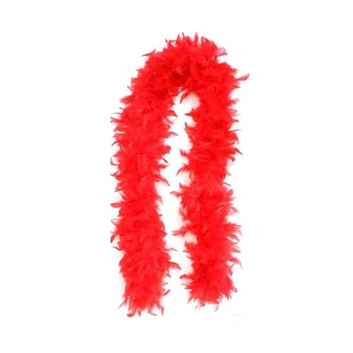 Federboa einfarbig, Federdichten wählbar, Länge ca. 1,80m, Federstola Federschal Kostüm Karneval 20er Jahre Charleston Burlesque kuschelig (rot - höherwertig - 60 g) von KarnevalsTeufel.de