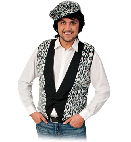 Herrenkostüm Silvio Weste Leopardenlook elegant Ohne Mütze Karneval Fasching JGA Gr S - XXL (L) von KarnevalsTeufel.de