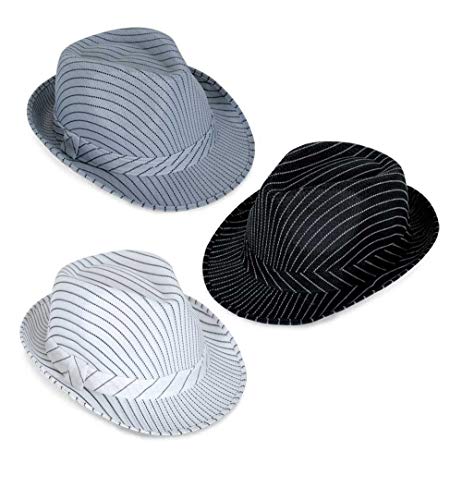 Hut Trilby Nadelstreifen, sortierte Farben, Gr. 58 cm, Mottoparty, Partyhut, Karneval, Trilby Hut, Fashion Hut, Discohut (58, schwarz) von KarnevalsTeufel.de