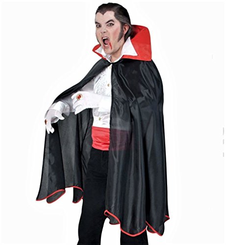 KarnevalsTeufel 1-TLG. Cape Vampir in verschiedenen Größen, schwarz-rot, Herren-Kostüm, Blutsauger, Geisterstunde, Halloween (X-Large) von KarnevalsTeufel.de