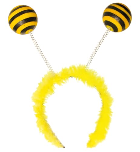 KarnevalsTeufel Bienen Haarreif für Erwachsene – Lustiges Karneval Accessoire mit Wackelantenne & Plüsch – Kostüm-Zubehör für Fasching, Fotobox & Festival von KarnevalsTeufel.de