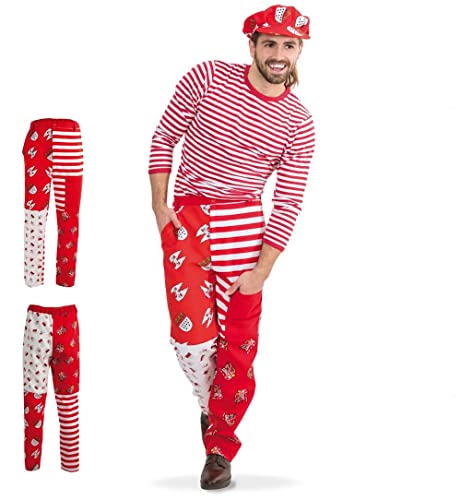 KarnevalsTeufel Damen- oder Herren-Kostüm Hose Kölle Alaaf, rot-weiß Köln viele Motive Patchwork Muster (L) von KarnevalsTeufel.de
