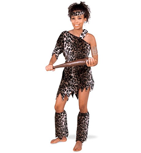 KarnevalsTeufel Damenkostüm Leopard Kleid mit Beinstulpen Neandertaler Höhlenmensch Steinzeit Sammler Gr 36-44 (38) von KarnevalsTeufel.de
