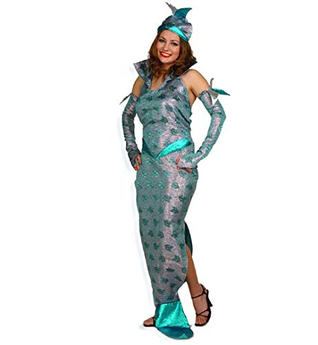 KarnevalsTeufel Damenkostüm Meerjungfrau Kleid mit Hut und Armstulpen Mermaid Nymphe (38) von KarnevalsTeufel.de