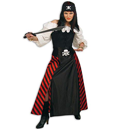 KarnevalsTeufel Damenkostüm Rock Piratin schwarz-rot gestreift Totenkopf Frauen-Kostüm (42) von KarnevalsTeufel.de