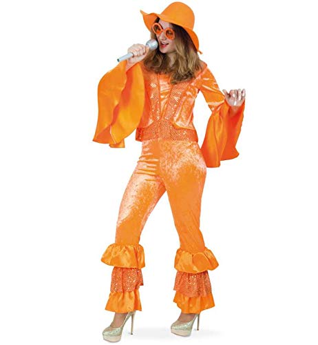 KarnevalsTeufel Damenkostüm Tanzkönigin 70er Jahre 2-TLG Oberteil und Hose orange (36) von KarnevalsTeufel.de