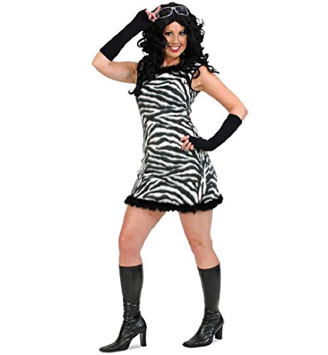 KarnevalsTeufel Damenkostüm Zebra Kleid in Zebramuster kuscheliges Kostüm Tierkostüm Zoo Wild von KarnevalsTeufel.de