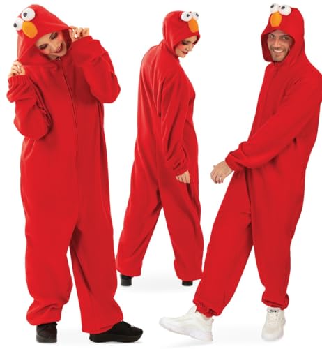 KarnevalsTeufel Erwachsenenkostüm Kuschelmonster Overall in rot mit Kapuze Onesie (L) von KarnevalsTeufel.de