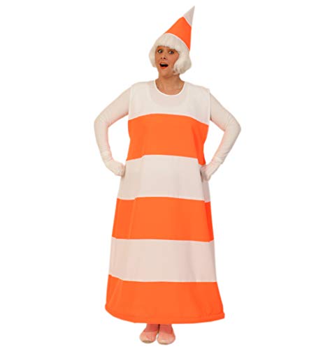 KarnevalsTeufel Erwachsenenkostüm Pylone mit Hut orange-weiß gestreift Verkehrshütchen Leitkegel (X-Large) von KarnevalsTeufel.de