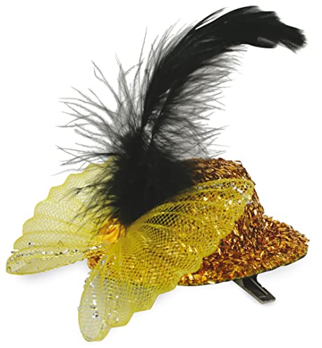 KarnevalsTeufel Fascinator Gala, sortierte Farben, Fascinator, Minihut, Karneval, Accessoire (Gold) von KarnevalsTeufel.de