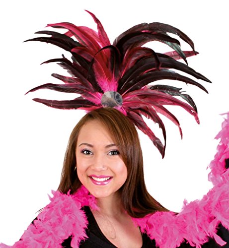 KarnevalsTeufel Feder-Kopfschmuck pink-schwarz Haarreif Kopf-Accessoire Haarschmuck Brazil-Carneval von KarnevalsTeufel.de