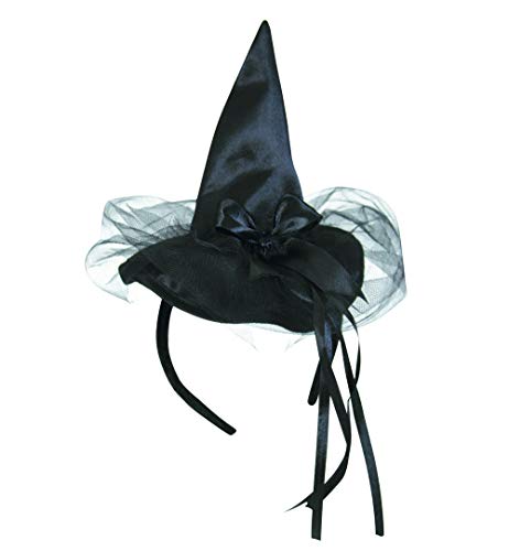 KarnevalsTeufel Haarreif mit Hexenhut in DREI Farben erhältlich für Erwachsene Halloween Accessoire (schwarz) von KarnevalsTeufel.de