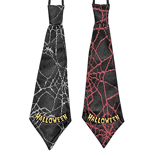 KarnevalsTeufel Halloween Krawatte, ca. 34cm, mit Halloween-Schriftzug, Style-Krawatte in Zwei Farben, Geisterstunde (schwarz-grau) von KarnevalsTeufel.de