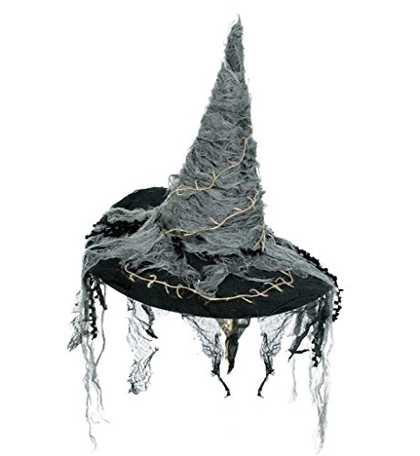 KarnevalsTeufel.de Hexenhut Horror mit Stofffetzen Grufti Hexe - Größe 58cm von KarnevalsTeufel.de