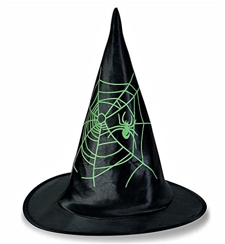 KarnevalsTeufel Hexenhut in schwarz mit verschiedenen Motiven, Kopfschmuck, Geisterstunde, Halloween (Spinnennetz) von KarnevalsTeufel.de