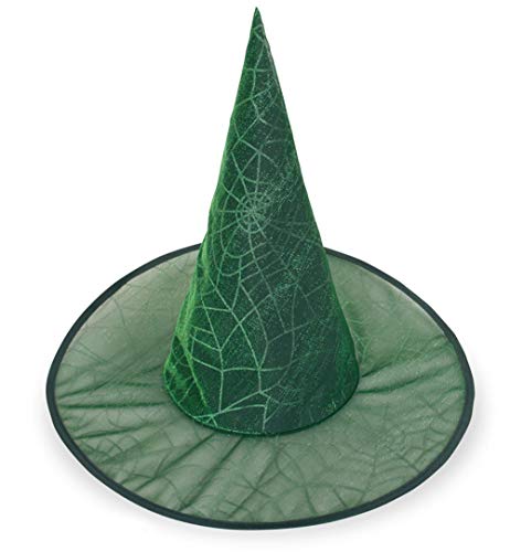 KarnevalsTeufel Holo-Hexenhut in 3 verschiedenen Farben für Erwachsene Größe ca. 58cm Halloween Accessoire (Grün) von KarnevalsTeufel.de