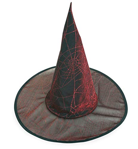 KarnevalsTeufel Holo-Hexenhut in 3 Erwachsene Größe ca. 58cm Halloween Accessoire (Rot) von KarnevalsTeufel.de