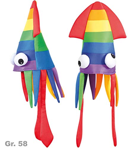 KarnevalsTeufel Hut Oktopus, Tintenfisch, Bunt, Mütze, Tiermütze, Tierkostüm, Karneval, Fasching, Mottoparty von KarnevalsTeufel.de