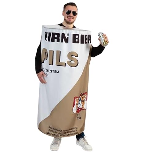 KarnevalsTeufel Kirner Bier Kostüme oder Accessoires Bierflaschen- oder Bierdosen-Kostüm oder Mütze im Kirner Pils Design Auswahl Erwachsene Hunsrück Heimatbier (Dose Kirner Pils) von KarnevalsTeufel.de
