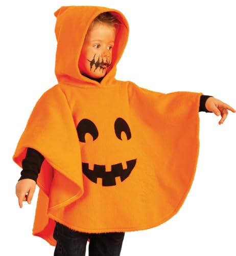 KarnevalsTeufel Cape Kürbis Kinder Kostüm - Süßes Kürbis Poncho mit Kapuze - Überwurf Pumpkin - Unisex Verkleidung (98) von KarnevalsTeufel.de
