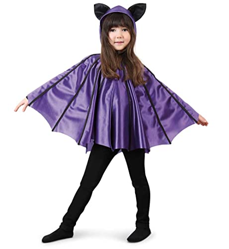 KarnevalsTeufel Kinder - Kapuzenponcho Fledermaus lila Cape Bat Umhang mit Kapuze und Ohren Verkleidung für viele Gelegenheiten (128/140) von KarnevalsTeufel.de