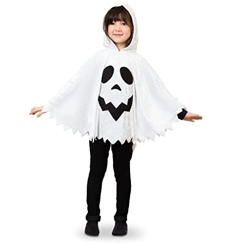 KarnevalsTeufel Kinder - Kapuzenponcho Geist Cape Ghost Buh Umhang mit Kapuze Verkleidung für viele Gelegenheiten Gespenst Überwurf (128/140) von KarnevalsTeufel.de