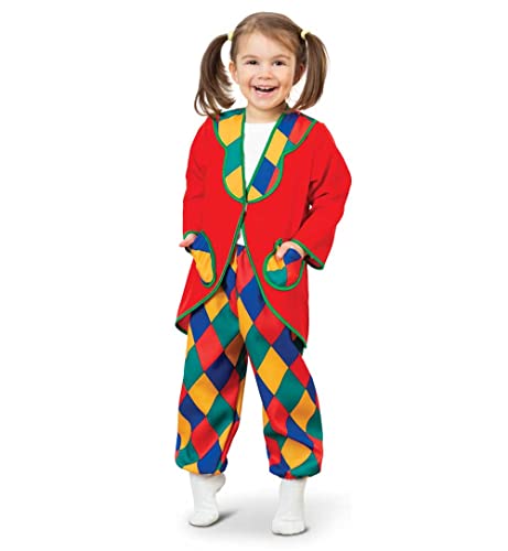 KarnevalsTeufel Kinder Kostüm Clown Spaßmacher Zirkusclown Spaßvogel 2 tlg. Oberteil und Hose bunt Klassiker für Jungen und Mädchen Harlekin (116) von KarnevalsTeufel.de