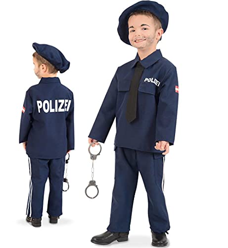 KarnevalsTeufel Kinderkostüm Polizei Austria Anzug mit Krawatte und Mütze, Polizist, Ordnungshüter, Karneval, Mottoparty (152) von KarnevalsTeufel.de