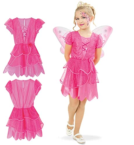 KarnevalsTeufel Kinderkostüm Prinzessin Blumen-Fee Königstochter Kinder-Elfe pink (116) von KarnevalsTeufel.de