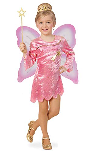 KarnevalsTeufel Kinderkostüm-Set Sternenfee, 2-TLG. Kleid und Flügel, rosa, Gold, Märchen, Karneval, Geburtstag, Mottoparty (128) von KarnevalsTeufel.de