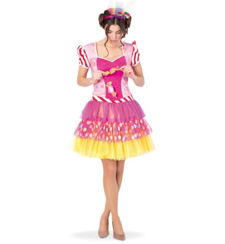 KarnevalsTeufel Kleid Candy für Erwachsene Damen Sweets Bonbons Süßigkeiten bunt (40) von KarnevalsTeufel.de