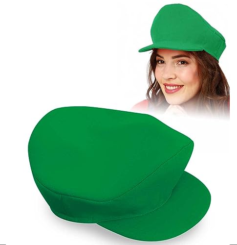 KarnevalsTeufel Klempner Mütze Rot oder Grün Kappe Handwerker Kindheitshelden Cosplay Karneval Party Kopfbedeckung (Grün) von KarnevalsTeufel.de