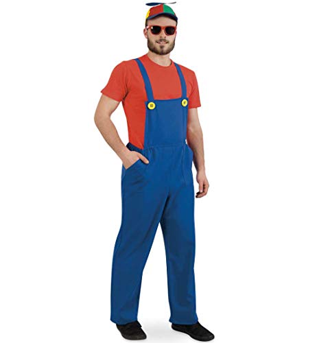 KarnevalsTeufel Kostüm Latzhose in blau Handwerker Bauarbeiter Superheld Blaumann für Erwachsene (Medium) von KarnevalsTeufel.de